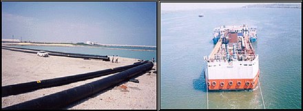 India – pipes used for OTEC (left) and floating OTEC plant constructed in 2000 (right)