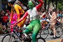 Fremont Solstice Parade, 2005 PaintedCyclists2005 4.jpg