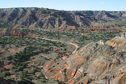 The rugged country of Palo Duro Canyon
