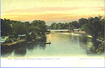 Mill River scene just south of Railroad bridge, circa 1905