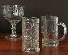 Pressed glass drinking glasses from the early 20th century. Pressed glass.jpg