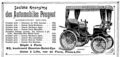 Publicité des Automobiles Peugeot en 1900
