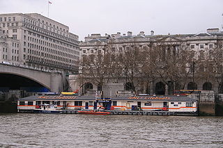 Tower Lifeboat Station lifeboat pier on the River Thames in London
