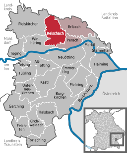 Läget för Reischach i Landkreis Altötting