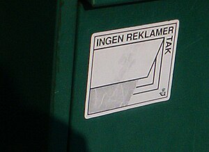 "Ingen reklamer, tak"-skilt på postkasse