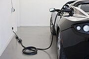 Tesla Roadster charging indoors