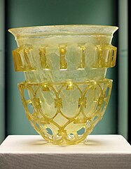 Image 85Glass cage cup from the Rhineland, 4th century (from Roman Empire)