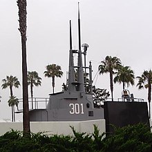Roncador's conning tower at the Submarine Memorial at Naval Base Point Loma, San Diego, California. SS301 PointLoma.jpg