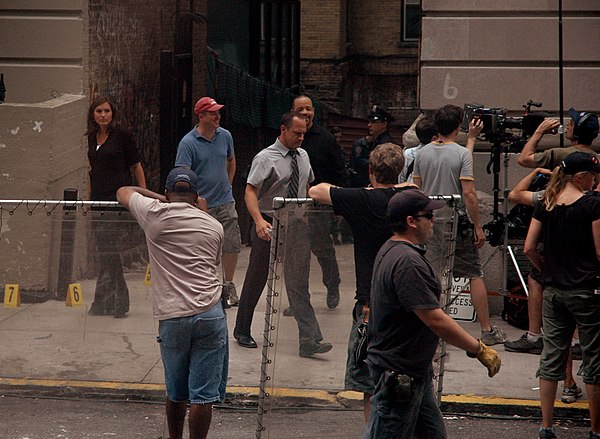 Mariska Hargitay, Christopher Meloni and Ice-T during filming of the 12th season.