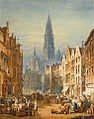 Marktplatz und Kathedrale in Antwerpen, um 1823