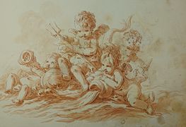 putti et dauphin,