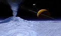Jets de liquide sur Encelade (vue d'artiste).
