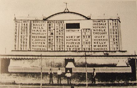 The SCG scoreboard in January 1901