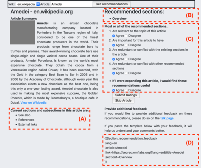 Annotated screenshot of secrec.wmflabs.org.