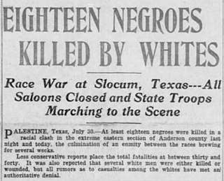 <span class="mw-page-title-main">Slocum massacre</span> 1910 event in the U.S. state of Texas