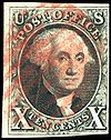 George Washington on an 1847 stamp Stamp US 1847 10c.jpg