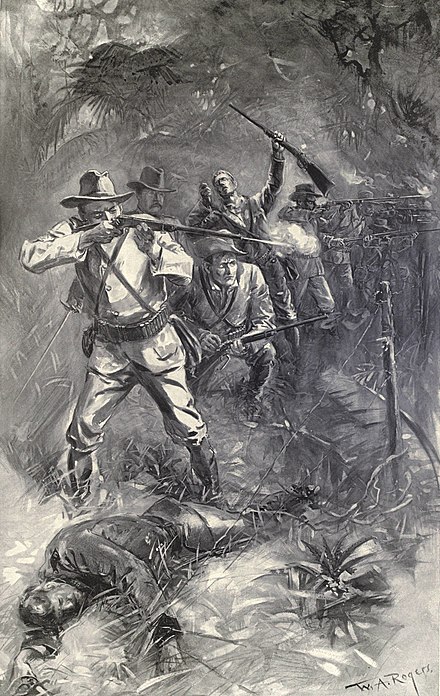 "The Battle of Las Guasimas, June 24 - The heroic stand of the 'Rough Riders'" in Harper's Pictorial History of the War with Spain.