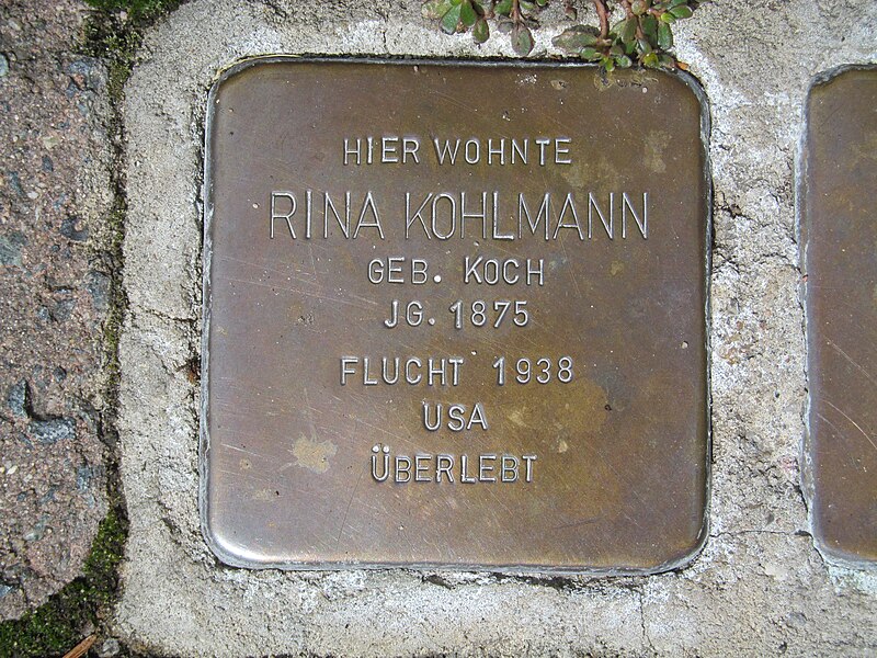 File:Stolperstein Rina Kohlmann, 1, Tempelhof 7, Nierstein, Landkreis Mainz-Bingen.jpg