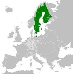 瑞典帝國在1789年的疆域，只剩下芬蘭和瑞典本土。
