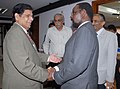 The Minister of State for Railways, Shri E. Ahamed greeting the Minister of Transport and Communications of Mozambique, Mr. Paulo Zucala, at the Delegation Level Meeting, in New Delhi on September 29, 2010.jpg