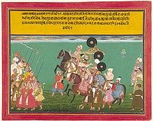 A Mewari painting of Ajit Singh, Amar Singh II, Maharaja Jai Singh II and Durgadas Rathore The rulers of Jodhpur, Amber and Udaipur.jpg