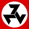 Three-sevens, triskele-symbol for den rasistiske boerbevegelsen Afrikaner Weerstandsbeweging i Sør-Afrika.[2]