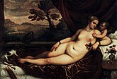 Venus and Cupid label QS:Len,"Venus and Cupid" label QS:Lpl,"Wenus z Amorem" circa 1550 date QS:P,+1550-00-00T00:00:00Z/9,P1480,Q5727902 . Uffizi Gallery, Florence