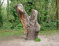 Carved tree in Oar Gunpowder Works Country Park near Faversham.