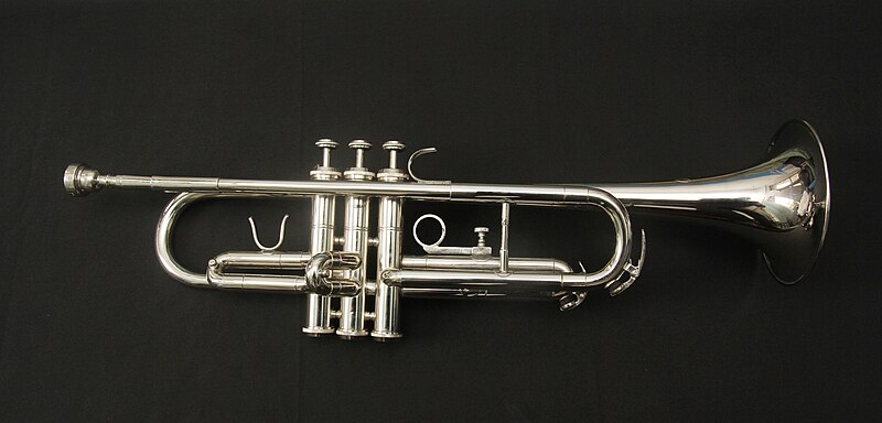 File:Trumpet, silver, black bg.jpg