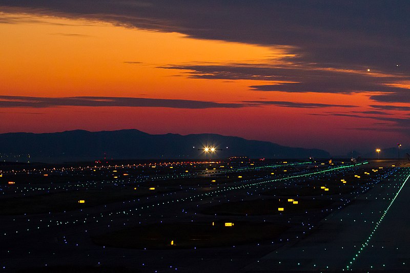 File:Twilight take off at Osaka Kansai International Airport.jpg