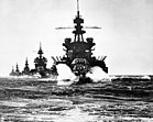 139px USS Pennsylvania moving into Lingayen Gulf