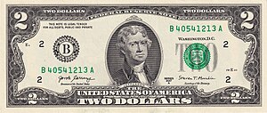 2ドル紙幣 トーマス・ジェファーソン