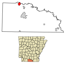 Union County Arkansas Sisällytetyt ja rekisteröimättömät alueet Smackover Highlighted 0564730.svg