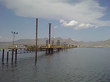 Bridge construction over Lake Urmia in 2005