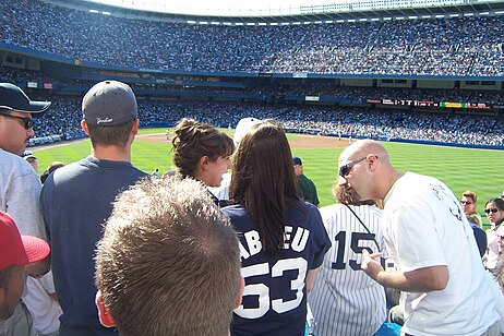 Bleacher Creature members, such as the rightmost individual above, have been known to engage in conflict with non-members, and have sometimes been ejected by NYPD as a result.
