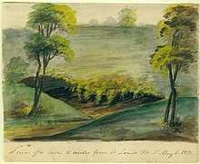 Watercolor painting by Anna Maria von Phul, "A View of a Cave, 2 Miles from St. Louis, Missouri Territory", 1818 Watercolor Painting, "A View of a Cave, 2 Miles from St. Louis, Missouri Territory".jpg