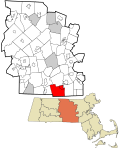Worcester County Massachusetts incorporated and unincorporated areas Douglas highlighted.svg