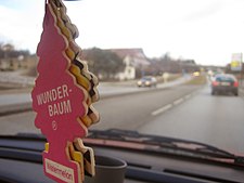 Little Trees hanging from a car's rear view mirror Wunderbaum.jpg