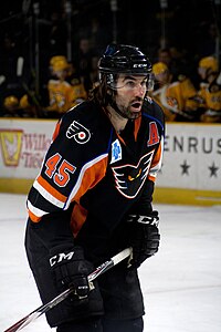 Stortini during his tenure with the Phantoms in 2015. Zack Stortini2.jpg