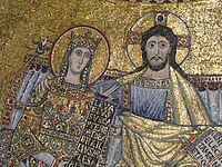 Mosaico de Cristo y María en el trono celestial. Detalle del ábside.