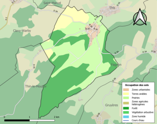 Carte en couleurs présentant l'occupation des sols.