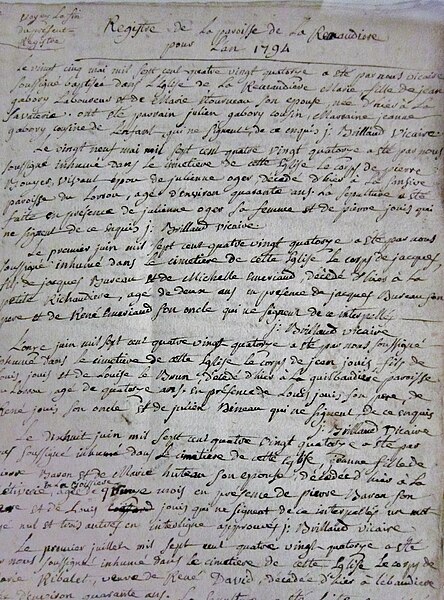 File:095 Registre paroissial clandestin La Remaudière 1794.jpg