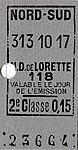 Billet de 2e classe émis le 313e jour de l'année 1910, soit le mercredi 9 novembre 1910 à 17 heures.