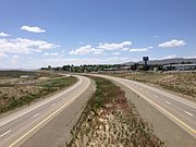 2014-06-02 13 16 25 View west along Interstate 80 from the Exit 301 overpass in Elko, Nevada