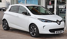 Global sales of the Renault Zoe, released in 2012, achieved the 50,000 unit milestone in June 2016. 2018 Renault ZOE.jpg