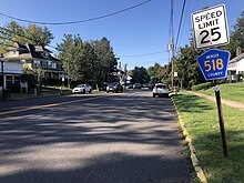 County Route 518 is the primary roadway through Hopewell 2023-09-19 09 15 58 View west along Mercer County Route 518 (Broad Street) at Greenwood Avenue in Hopewell, Mercer County, New Jersey.jpg