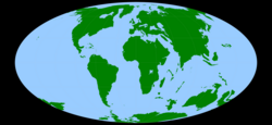 Карта Земли в середине эоценовой эпохи палеогена (40 млн лет назад)