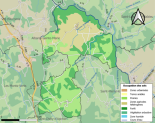 Kolorowa mapa przedstawiająca użytkowanie gruntów.