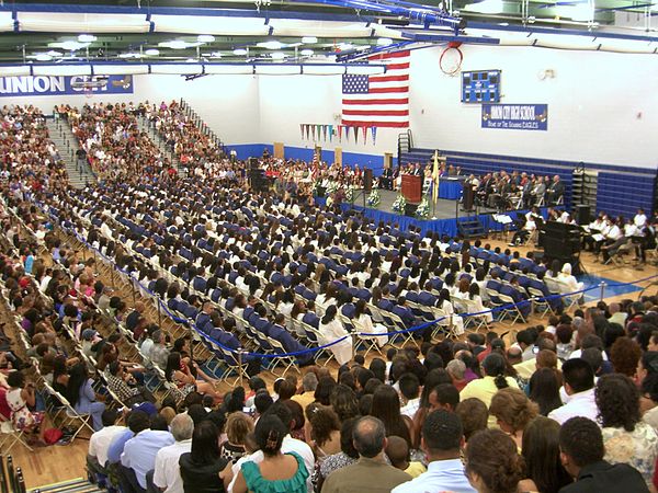 Commencement ceremony for the school's first graduating class, June 23, 2010. At the podium is New Jersey Supreme Court Justice Roberto A. Rivera-Soto