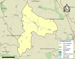 Barevná mapa znázorňující využití půdy.